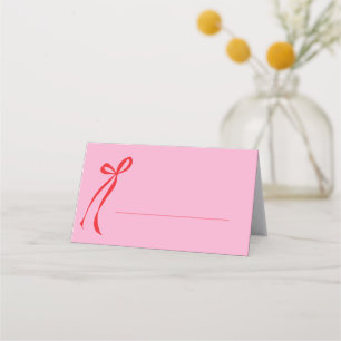 Pink and Red Bow Name Place Card