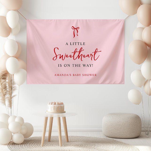 Pink and Red Bow Valentine's Baby Shower  Banner (Creator Uploaded)