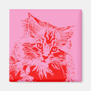 Pink and Red Cat magnet