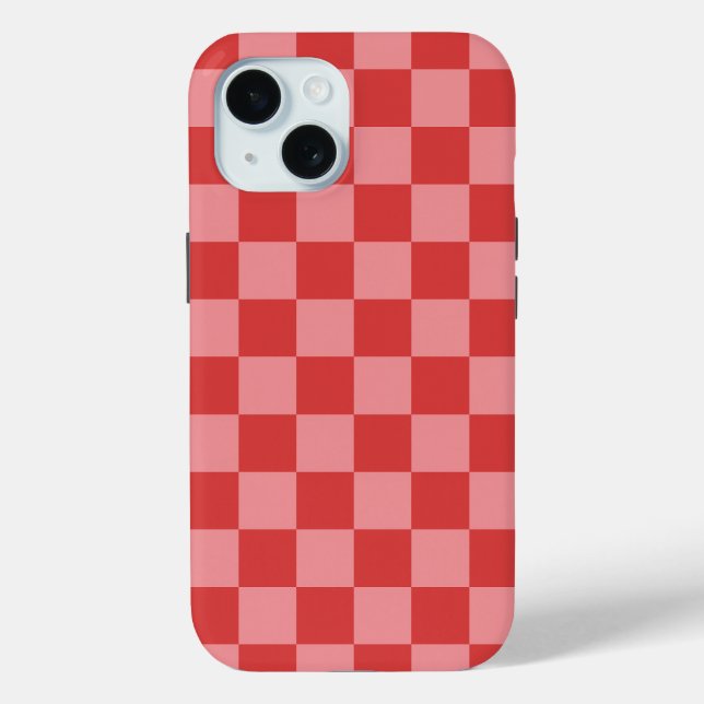 Pink and Red Check Pattern Playful Valentine's  Case-Mate iPhone Case (Back)