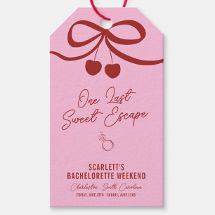 Pink and Red Cherry Bachelorette Weekend Gift Tags