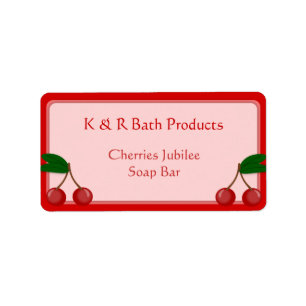 Pink and Red Cherry Soap Label Sticker