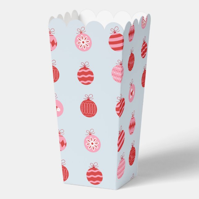 Pink And Red Christmas Balls Pattern Favour Box (Front)