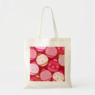 Pink And Red Christmas Baubles Tote Bag