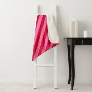 Pink and Red Christmas Peppermint Stripes Sherpa Blanket