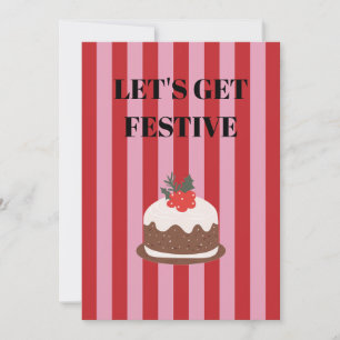 Pink and red Christmas pudding Invitation