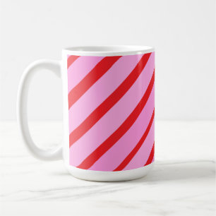 Pink and Red Diagonal Stripes Coffee Mug