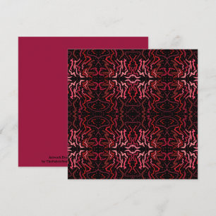Pink And Red Dots And Squiggles Pattern On Black Card