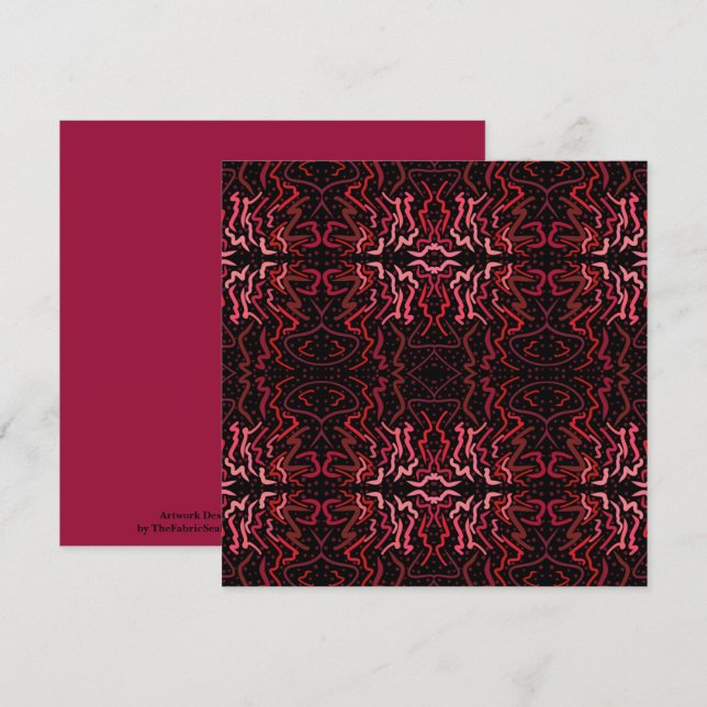 Pink And Red Dots And Squiggles Pattern On Black Card (Front/Back)