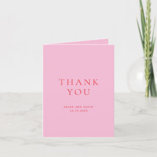 Pink and Red Elegant Classic Wedding Thank You Card