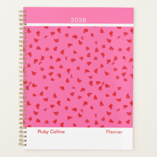 Pink and Red Feminine Minimalist Floral Large Planner