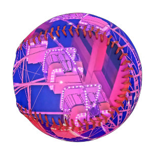 Pink and red Ferris wheel Baseball