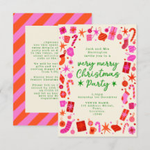 Pink and Red Festive Christmas Party invite