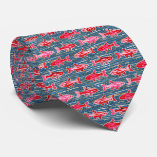 Pink and Red Fish for Valentine's Day Stylish Tie