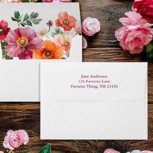 Pink and Red Floral Butterfly Envelope