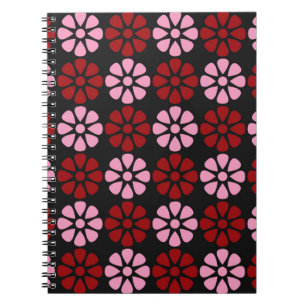 Pink and red floral pattern notebook