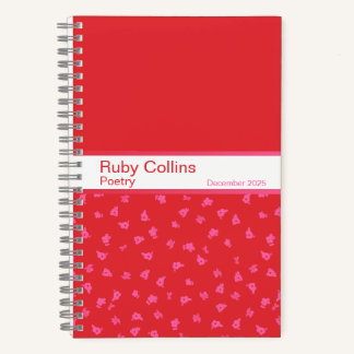 Pink and Red Floral Split Pattern Notebook