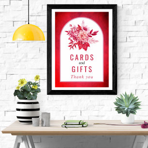 Pink and red flowers and foliage wedding poster