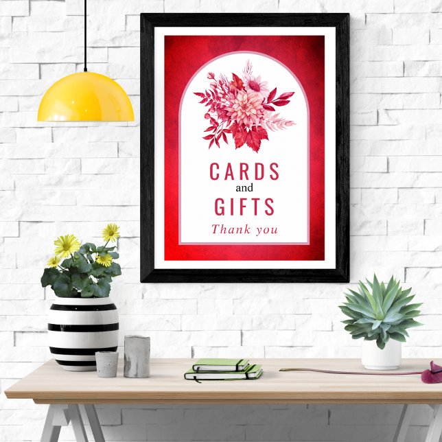 Pink and red flowers and foliage wedding poster (Creator Uploaded)