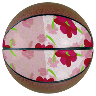 Pink and Red Flowers - Floral Basketball
