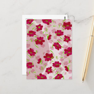 Pink and Red Flowers - Floral Postcard