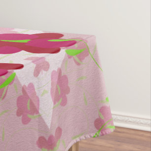 Pink and Red Flowers - Floral Tablecloth