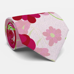 Pink and Red Flowers - Floral Tie