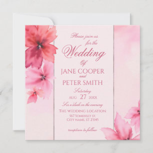 Pink and red flowers floral Wedding Invitation