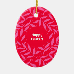 Pink and red foliage Easter Ceramic Tree Decoration