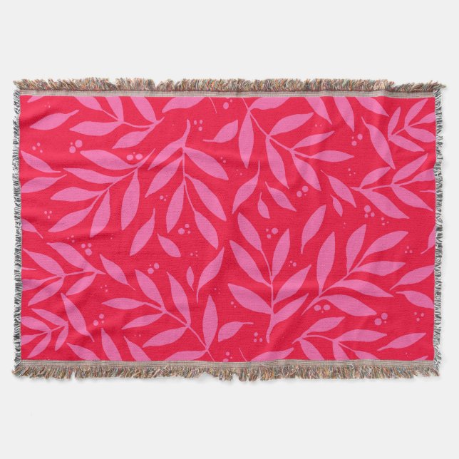 Pink and red foliage Throw Blanket (Front)