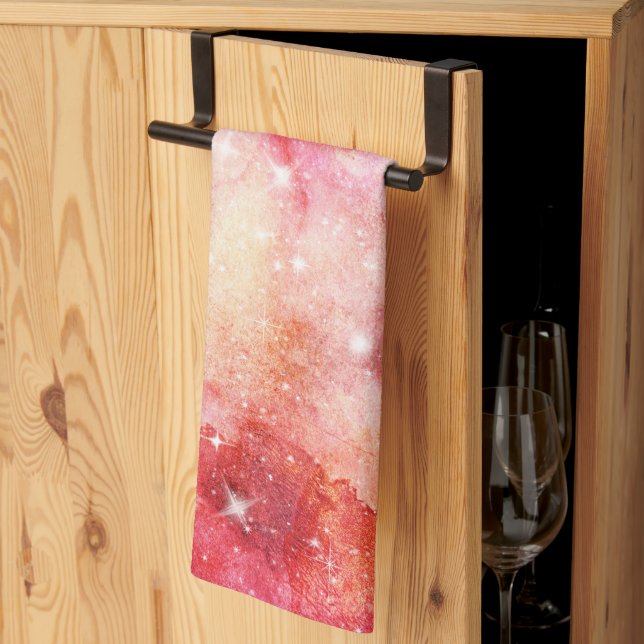 Pink And Red Galaxy Pattern Tea Towel (Thirds Fold)