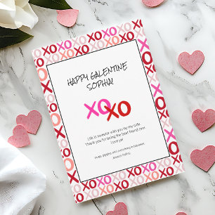 Pink and Red Galentines XOXO Modern Best Friend Holiday Card