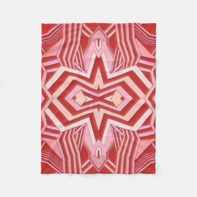 Pink and Red Geometric Pattern (adjustable colour) Fleece Blanket (Front)