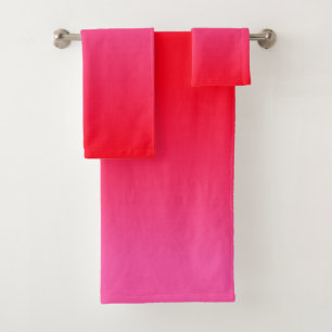 Pink and Red Gradient Bath Towel Set