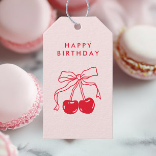 Pink and Red Happy Birthday  Gift Tags