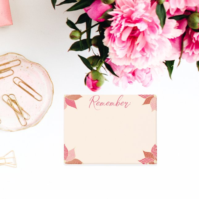 Pink and Red Happy Flower  Post-it Notes (Personalized Happy Flower Post it Notes in pink and red)