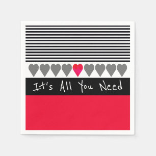 Pink and Red Heart Accented Napkin