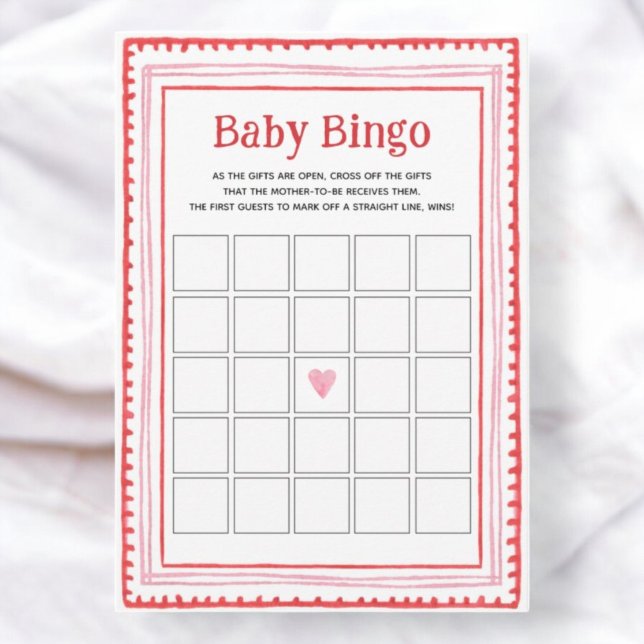 Pink and Red Heart Baby Bingo Game Cards (Creator Uploaded)