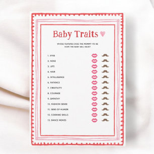 Pink and Red Heart Baby Traits Game Cards