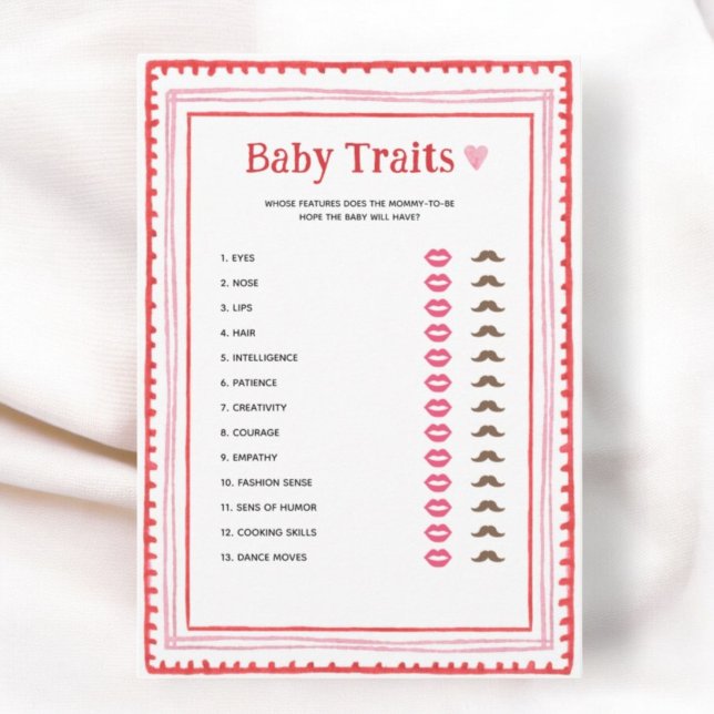 Pink and Red Heart Baby Traits Game Cards (Creator Uploaded)