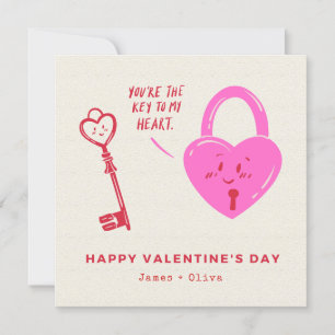 Pink and Red Heart Happy Valentine's Day Holiday Card