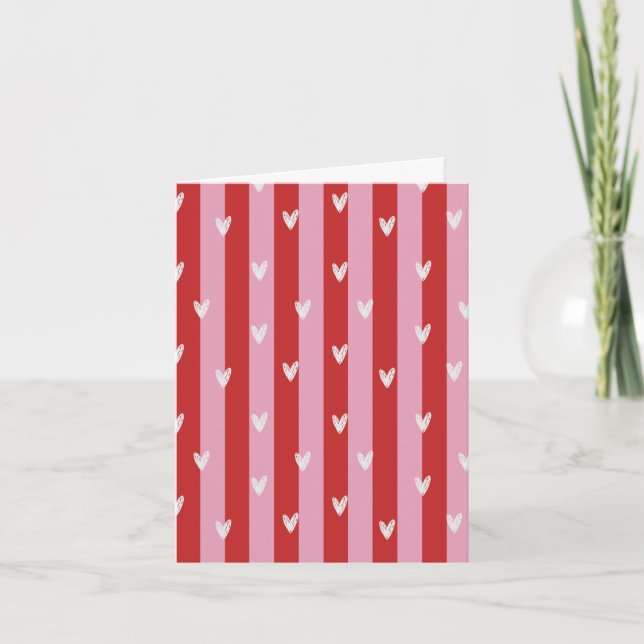 Pink and red, heart striped card (Front)