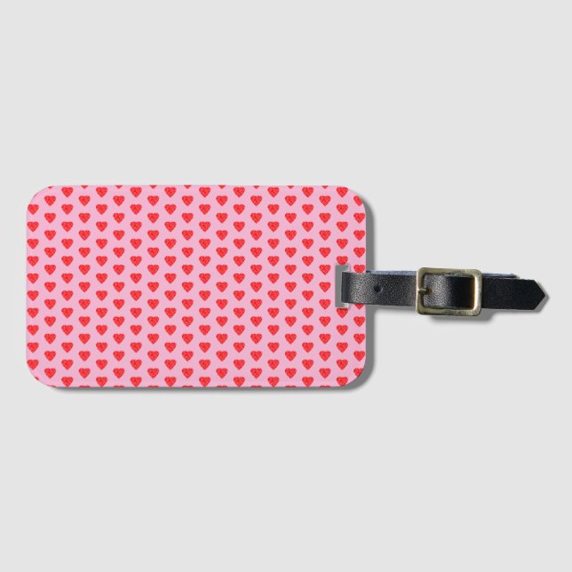 Pink and Red Hearts Pattern Luggage Tag (Front Horizontal)