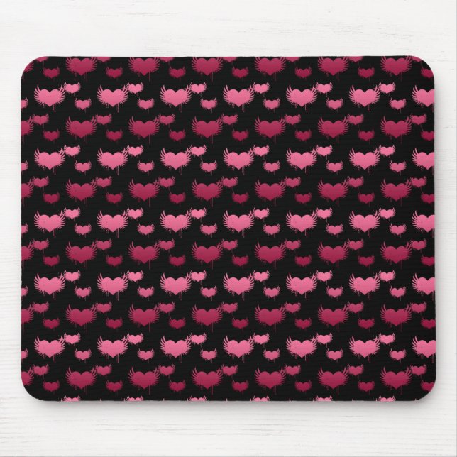 Pink and Red Hearts Pattern Mouse Pad (Front)