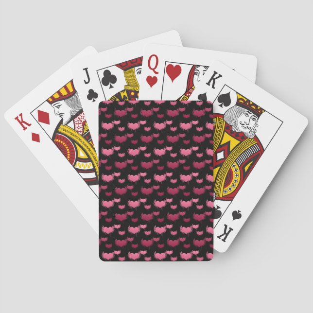 Pink and Red Hearts Pattern Playing Cards (Back)