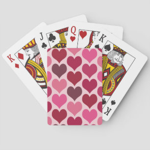 Pink and Red Hearts Pattern Playing Cards
