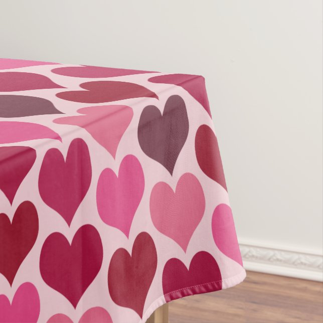 Pink and Red Hearts Pattern Tablecloth (In Situ)