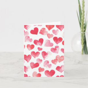 Pink and Red Hearts Valentine's Greeting Card