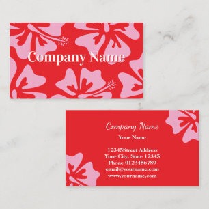 Pink and red Hibiscus flower modern floral Business Card