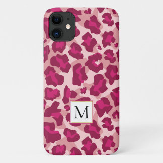 Pink and red leopard animal print and monogram Case-Mate iPhone case